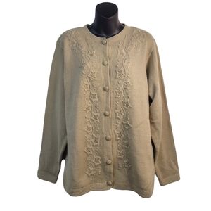 Vintage Carriage Court Tan Sweater Cardigan Size L